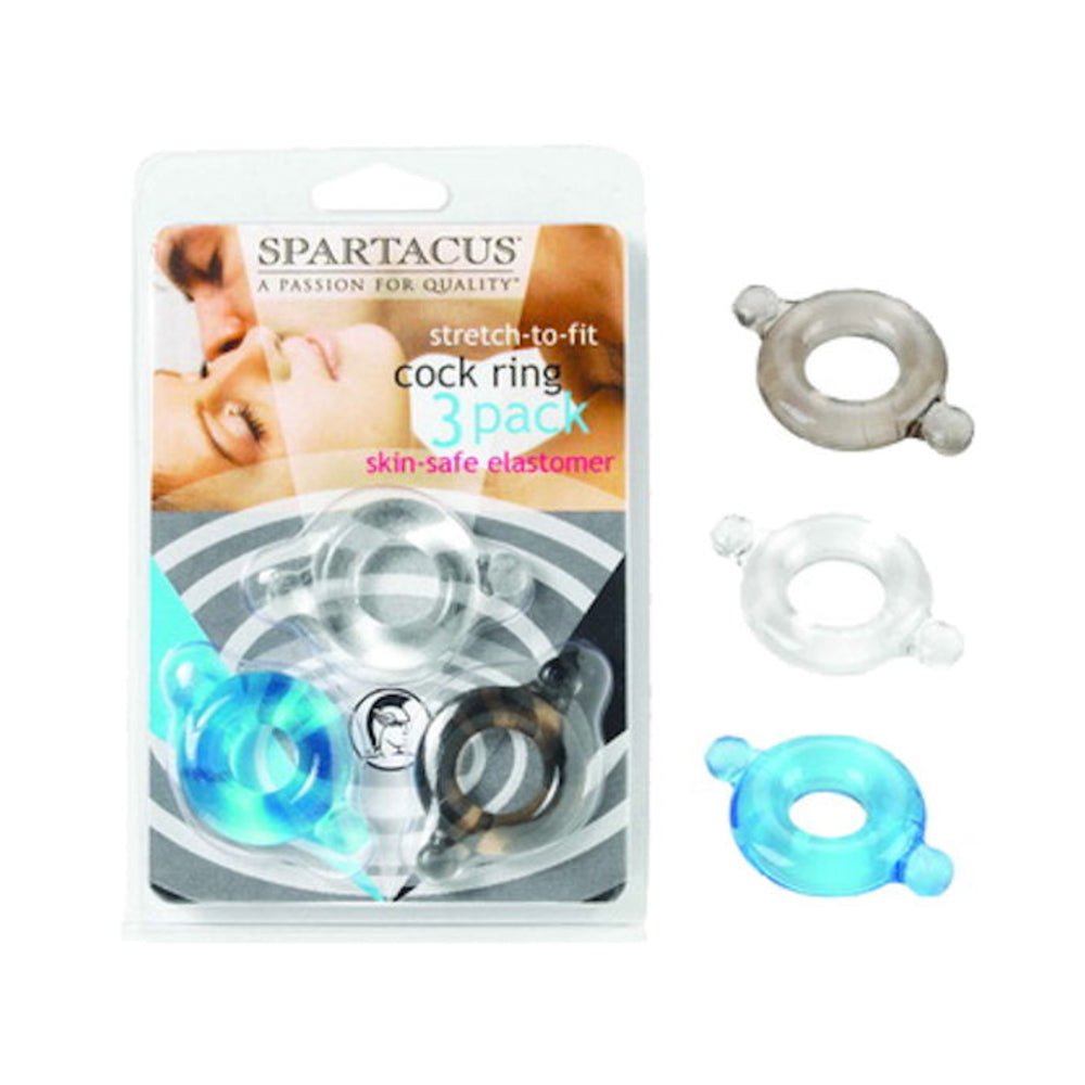Elastomer Cock Ring (blk,blu,clr/3)-blank-Sexual Toys®