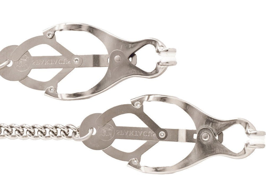 Endurance Butterfly Nipple Clamps With Link Chain - Silver-blank-Sexual Toys®