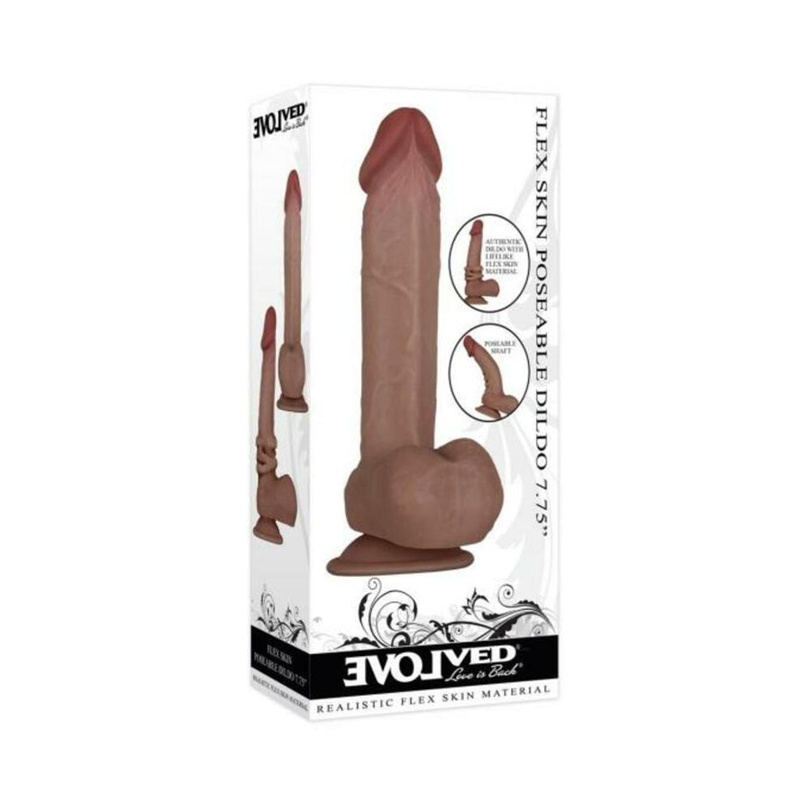Evolved Flex Skin Poseable Dildo 7.75&quot; - Dark-Evolved-Sexual Toys®