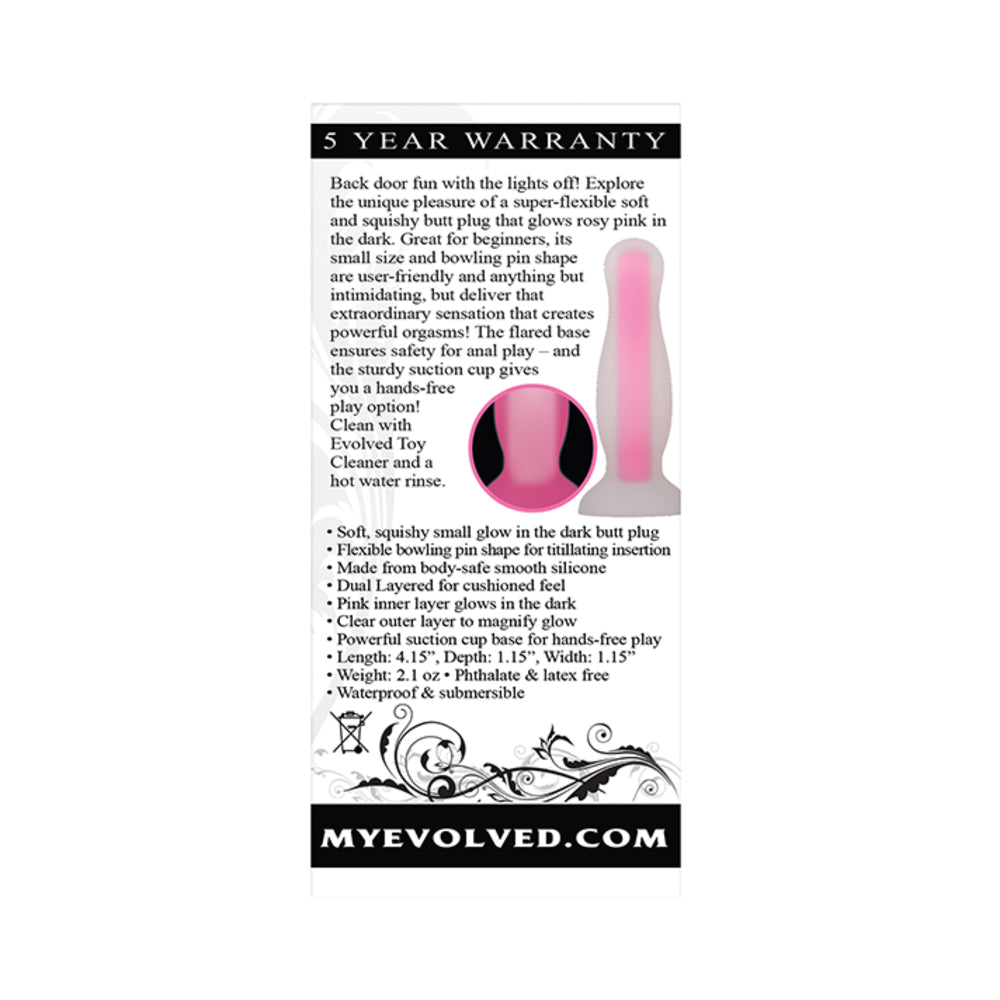 Evolved Luminous Silicone Butt Plug Small Pink-Evolved-Sexual Toys®
