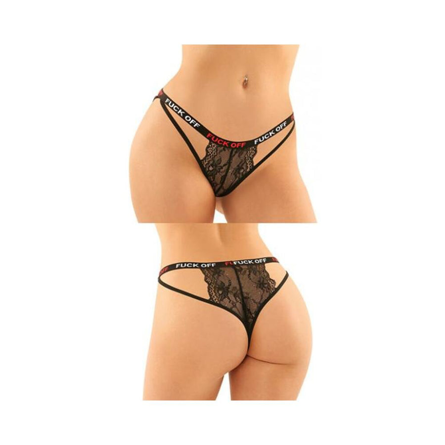 Fantasy Lingerie Vibes Fuck Off Buddy Pack 2 pc. Cutout Lace Panty &amp; Caged Thong-blank-Sexual Toys®