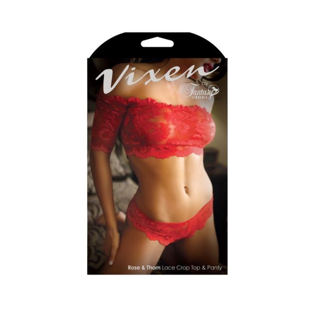 Fantasy Lingerie Vixen Rose & Thorn Lace Crop Top & Panty-blank-Sexual Toys®