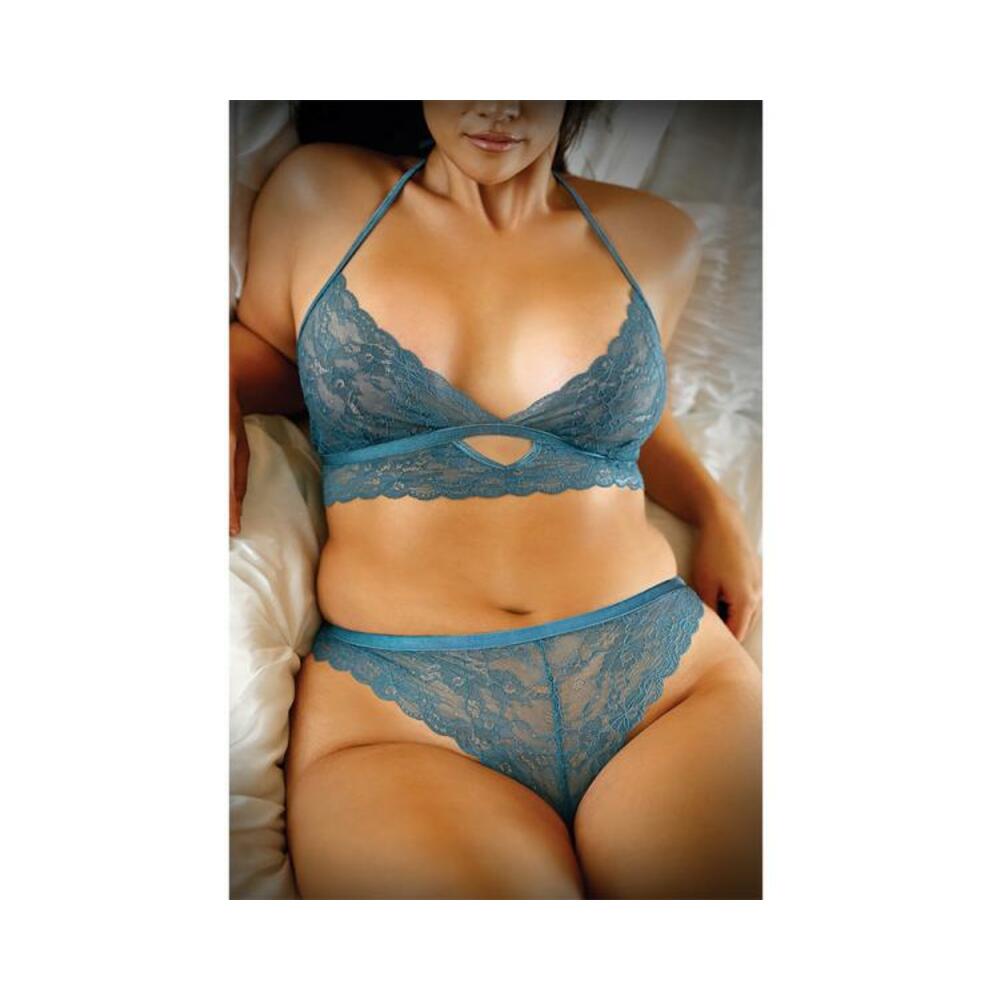 Fantasy Lingerie Vixen Teal Me About It Scalloped Lace Bralette with Matching Panty-blank-Sexual Toys®