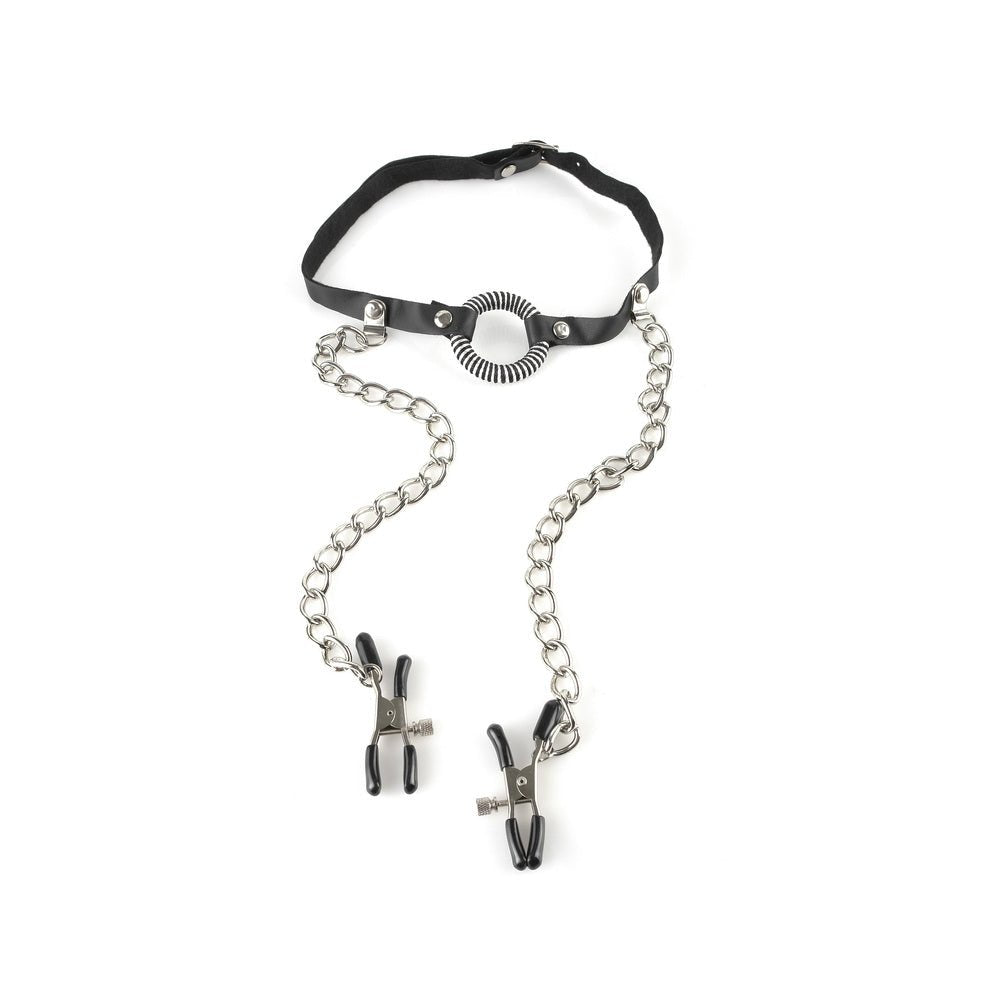 Fetish Fantasy O-Ring Gag With Nipple Clamps-Pipedream-Sexual Toys®