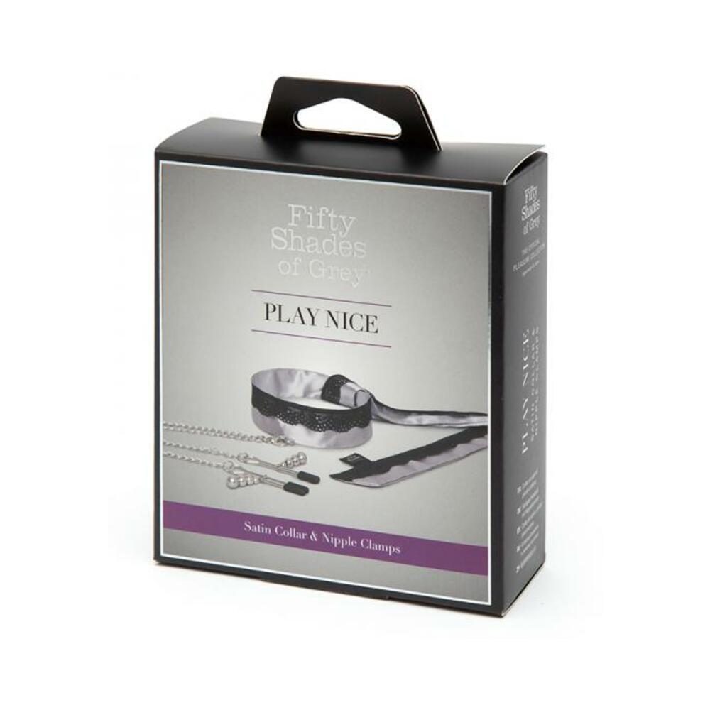 Fifty Shades Of Grey Play Nice Satin & Lace Collar & Nipple Clamps-blank-Sexual Toys®
