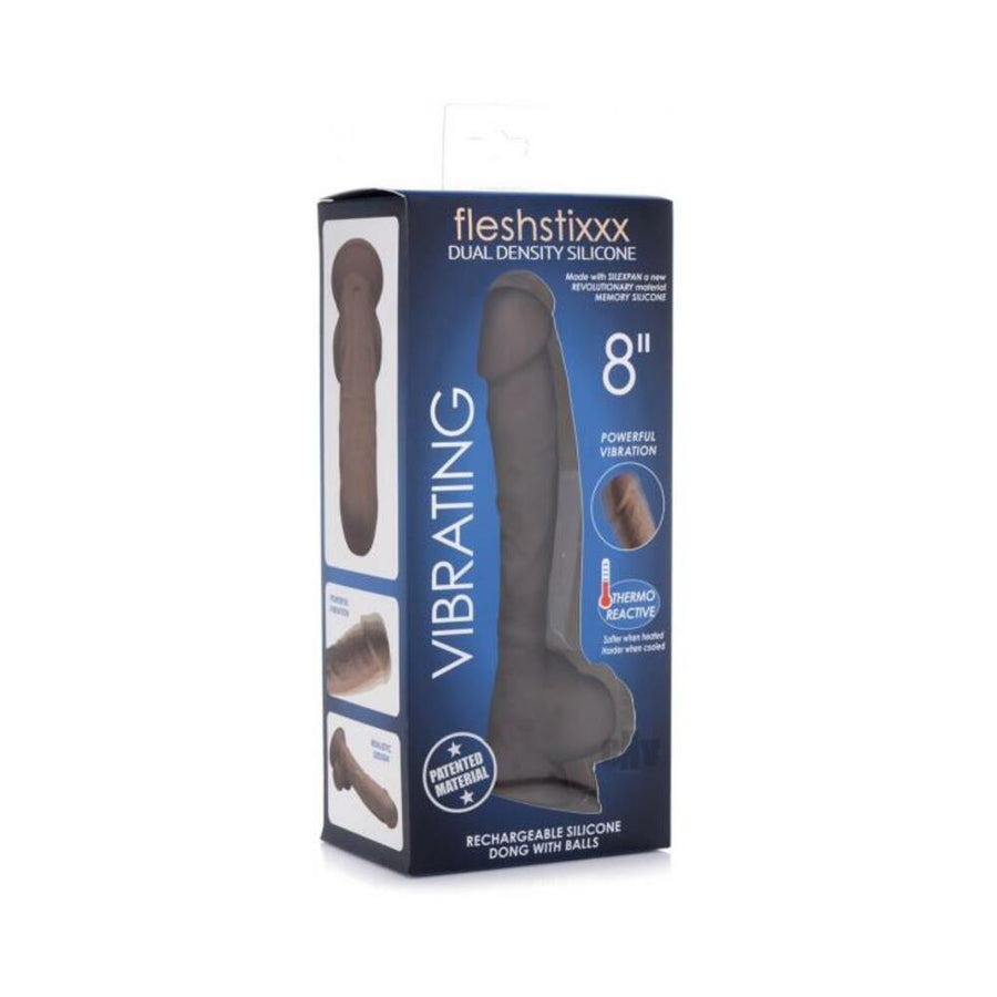 Fleshstixxx Vibrating Rechargeable Dong 8 In. Brown-blank-Sexual Toys®