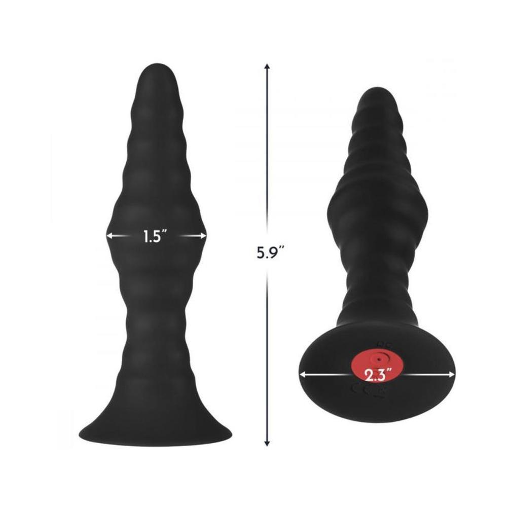 Forto Vibrating Ribbed Plug W/remote Large Blk-Forto-Sexual Toys®