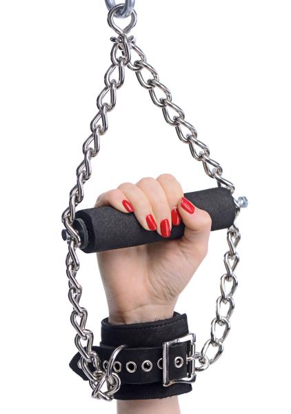 Fur Lined Nubuck Leather Suspension Cuffs With Grip-Strict Leather-Sexual Toys®