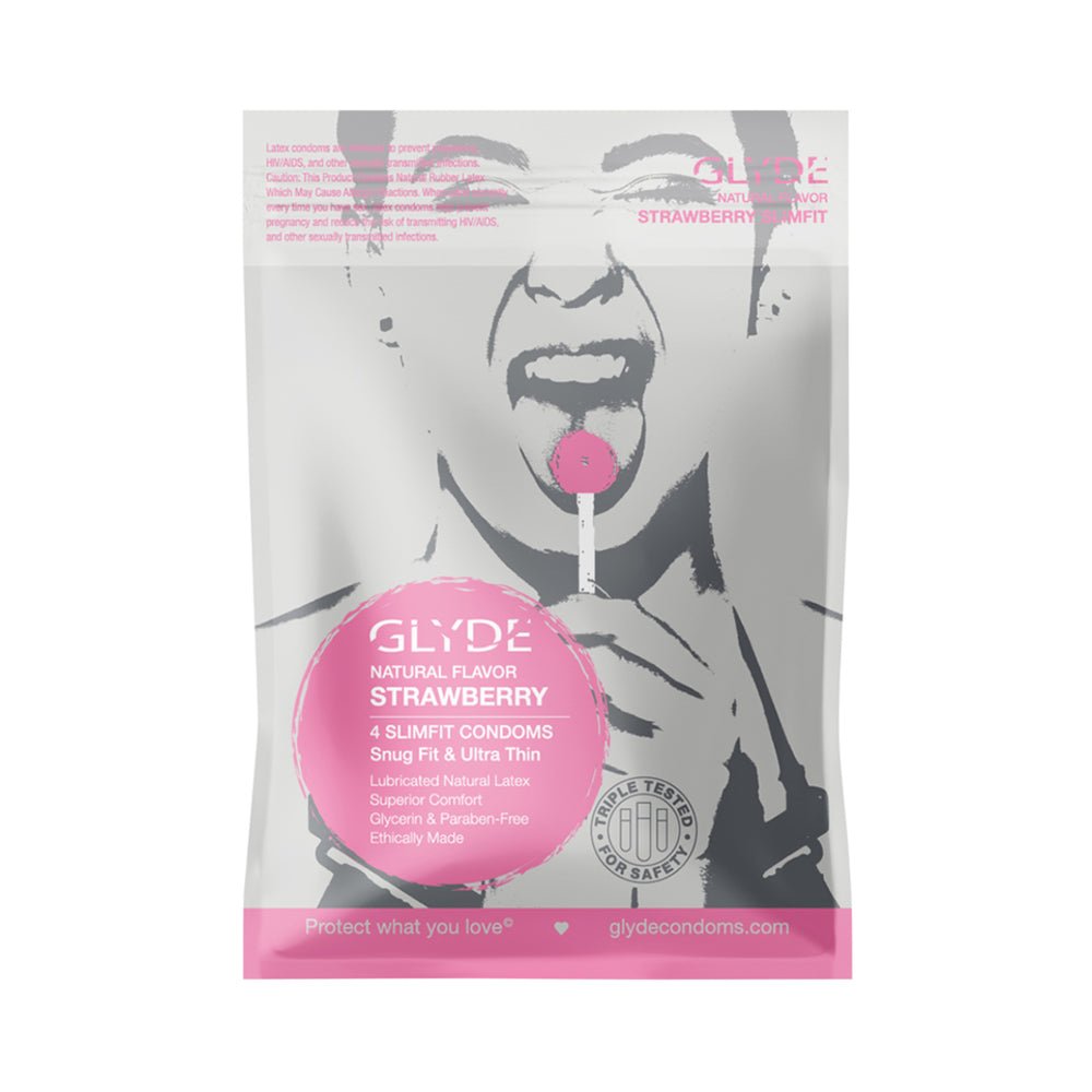 Glyde Slimfit Natural Flavored Stawberry Condom 4pk-blank-Sexual Toys®