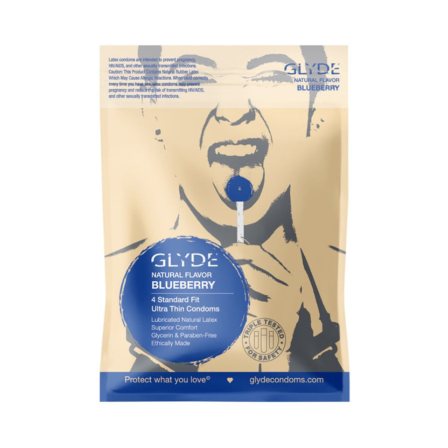 Glyde Ultra Natural Flavor Condom Blueberry 4pk-blank-Sexual Toys®