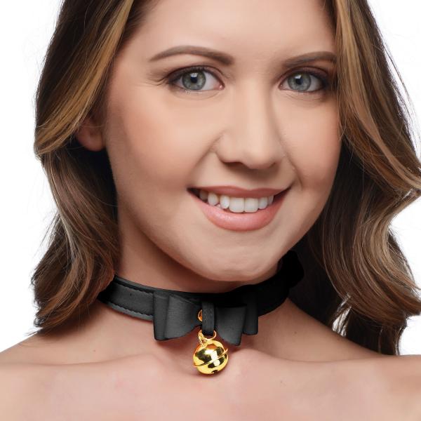 Golden Kitty Cat Bell Collar - Black/gold-Master Series-Sexual Toys®