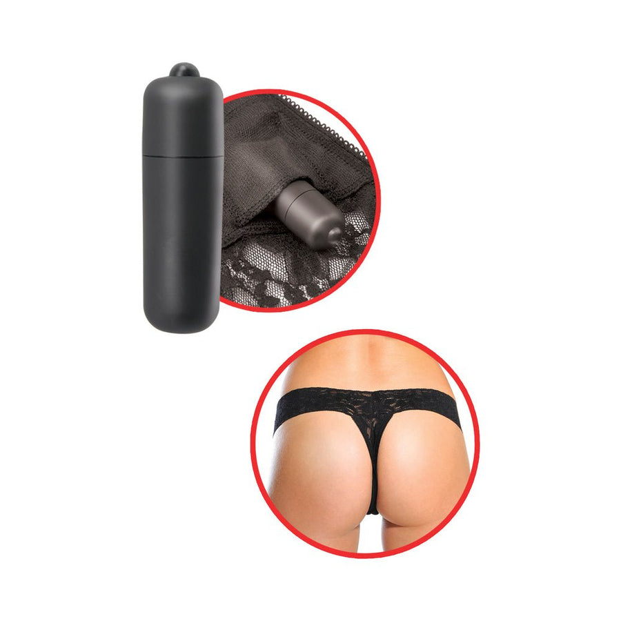 Hanky Spank Me Vibrating Panty Black Lace Thong-Pipedream-Sexual Toys®