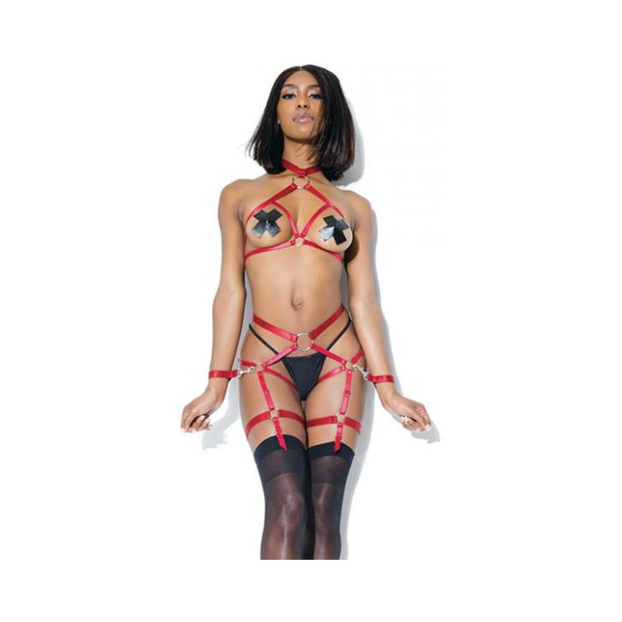 Harness Top And Crotchless Panty Merlot-Coquette-Sexual Toys®