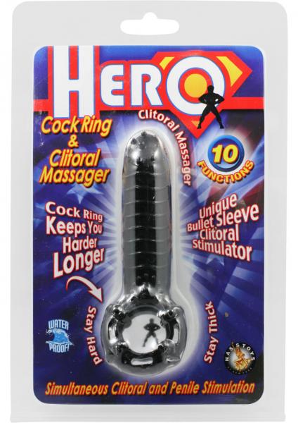 Hero Cockring &amp; Clitoral Massager Waterproof - Black-blank-Sexual Toys®