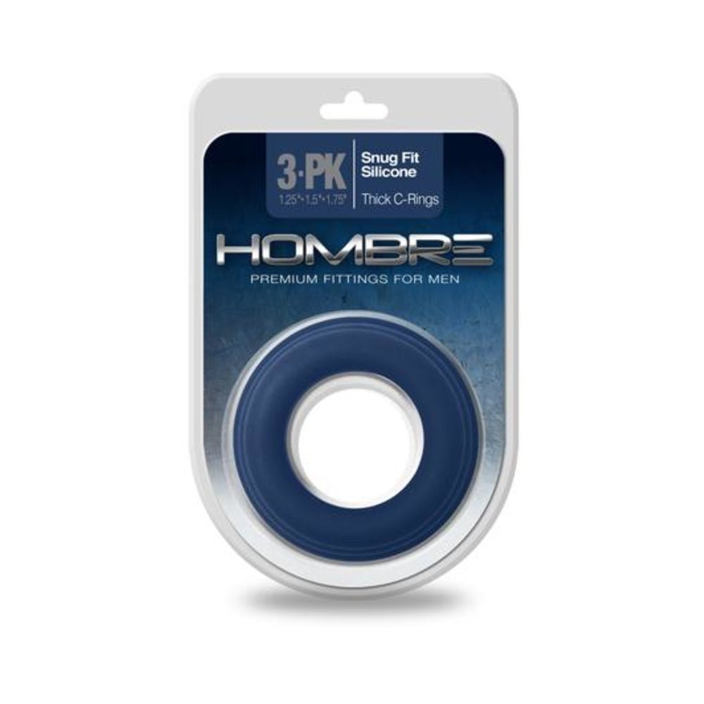 Hombre Snug Fit Silicone Thick C-rings 3pk Navy-blank-Sexual Toys®
