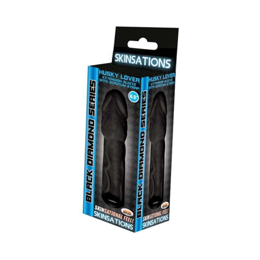 Husky Lover Extension Sleeve Scrotum Strap Black 6.5 inches-blank-Sexual Toys®