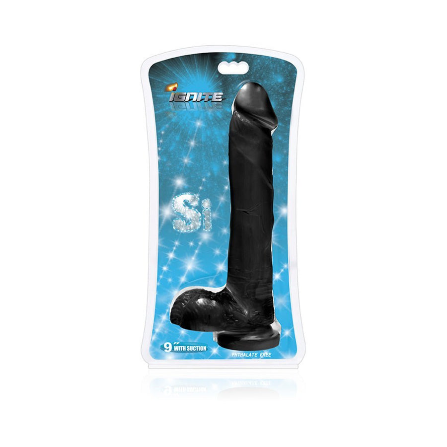 9 inches Cock with Balls &amp; Suction Cup Black-Ignite-Sexual Toys®
