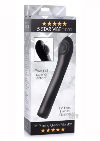5 Star 9x Pulsing G-spot Silicone Vibrator - Black-Inmi-Sexual Toys®