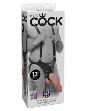 King Cock 12 inches Hollow Strap On Suspender Beige-Pipedream-Sexual Toys®