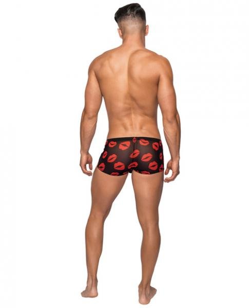 Kiss Me Stretch Mesh Mini Shorts Black Red Small-Male Power Underwear-Sexual Toys®
