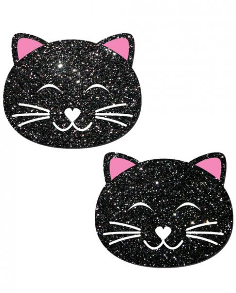 Kitty Black Glitter Cat Pasties O/S-Pastease Brand Pasties-Sexual Toys®