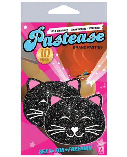 Kitty Black Glitter Cat Pasties O/S-Pastease Brand Pasties-Sexual Toys®