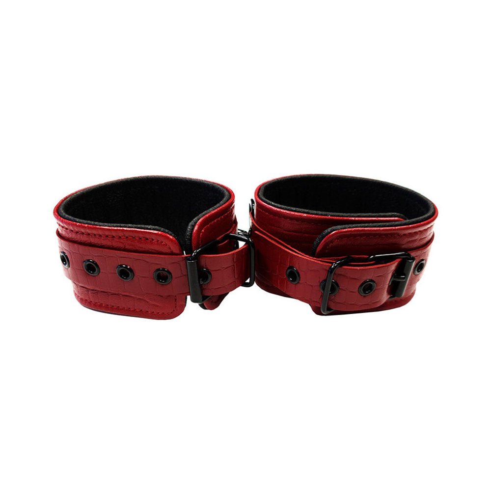 Leather Ankle Cuffs Burgunday & Black Accessories-blank-Sexual Toys®