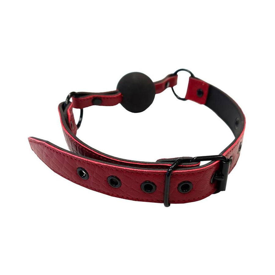 Leather Ball Gag With Rubber Ball  Burgunday &amp; Black Accessories-blank-Sexual Toys®