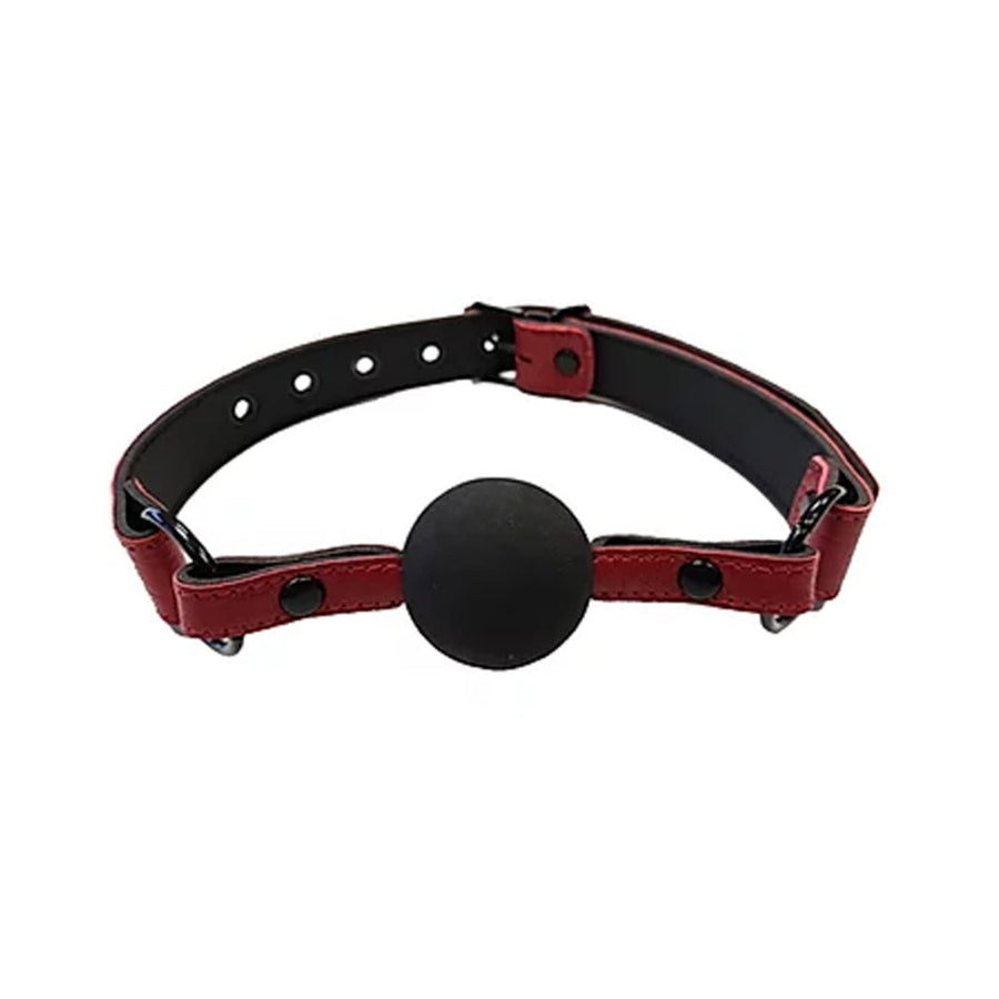 Leather Ball Gag With Rubber Ball  Burgunday &amp; Black Accessories-blank-Sexual Toys®