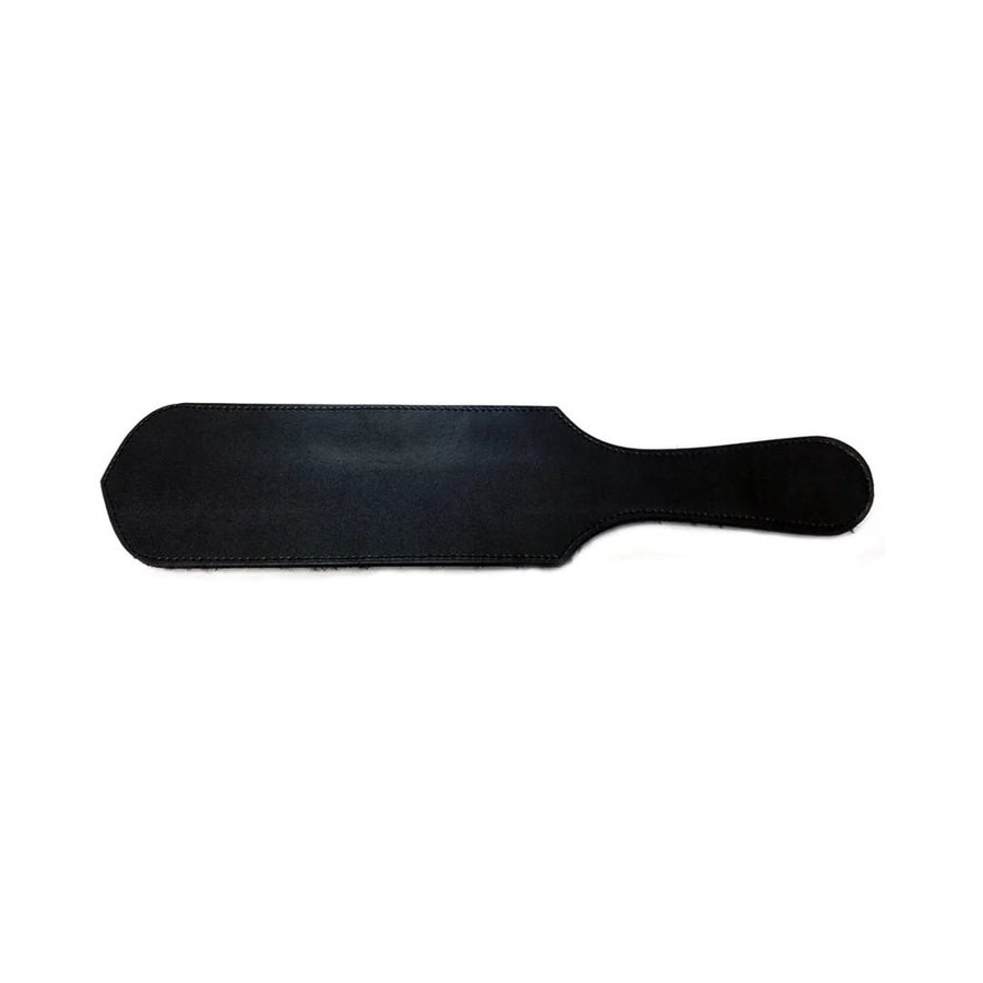 Leather Paddle With Faux Fur - Black With Leopard Fur-blank-Sexual Toys®