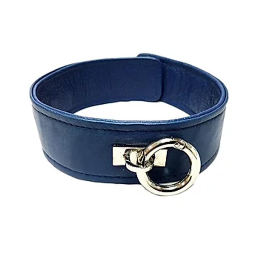 Leather Plain Collar With Removeable O-ring - Blue-blank-Sexual Toys®
