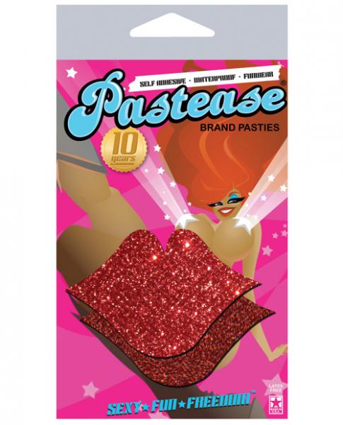 Lips Kisses Red Glitter Pasties O/S-Pastease Brand Pasties-Sexual Toys®