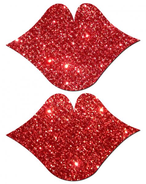 Lips Kisses Red Glitter Pasties O/S-Pastease Brand Pasties-Sexual Toys®