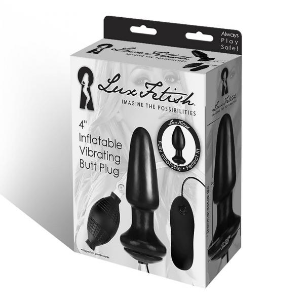 Lux Fetish 4 inches Inflatable Vibrating Butt Plug Black-Electric Eel-Sexual Toys®