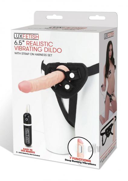 Lux Fetish 6.5" Realistic Vibrating Dildo W/strap On Harness Set-Lux-Sexual Toys®