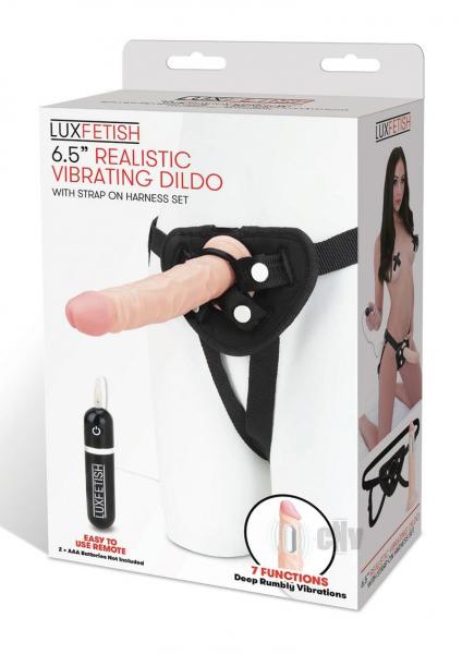 Lux Fetish 6.5&quot; Realistic Vibrating Dildo W/strap On Harness Set-Lux-Sexual Toys®