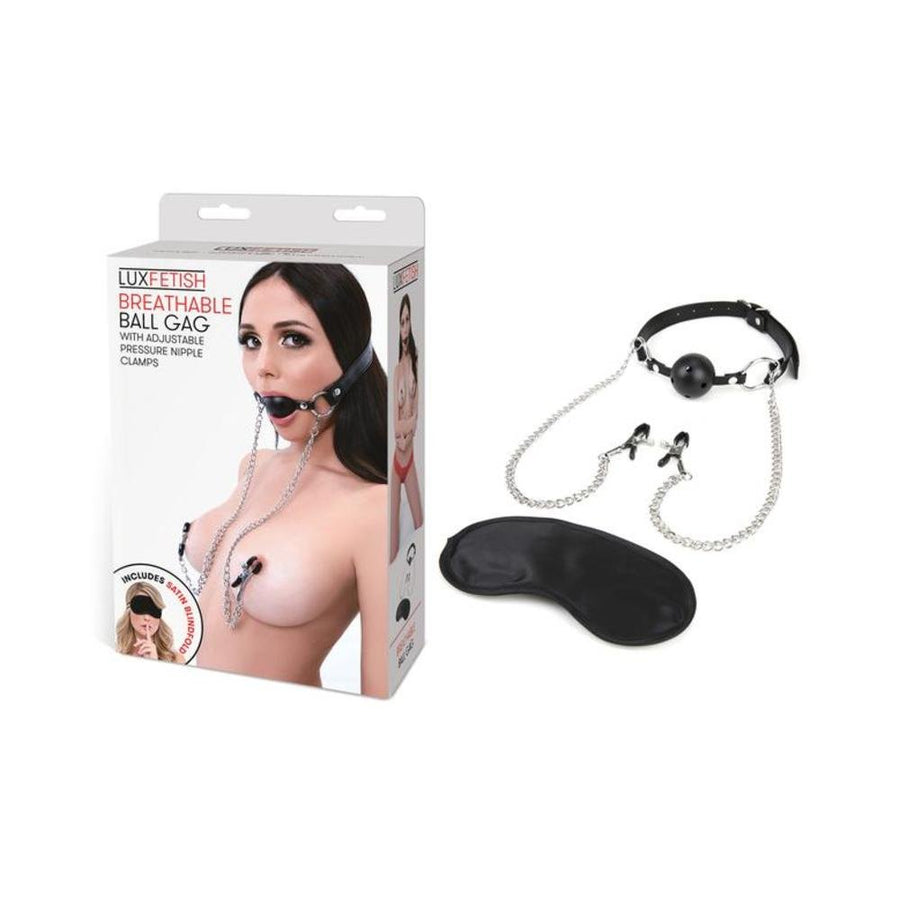 Lux Fetish Breathable Gag With Nipple Clamp-Electric Eel-Sexual Toys®