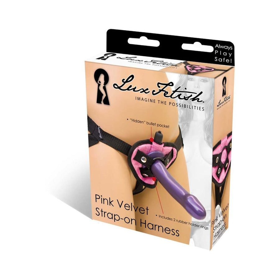 Lux Fetish Velvet Strap On Harness Pink O/S-Electric Eel-Sexual Toys®