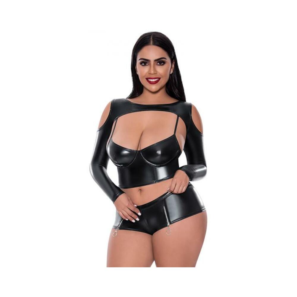 Magic Silk Liquid Onyx Camisole, Longsleeve Shrug & Short Set Black Queen-blank-Sexual Toys®