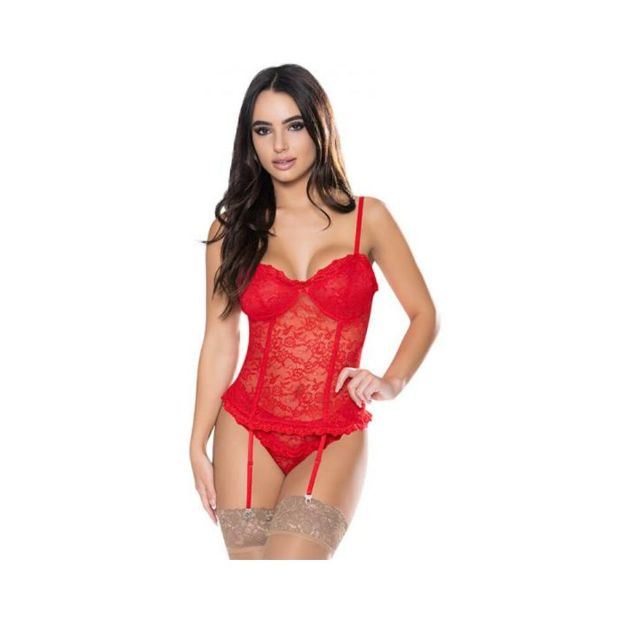 Magic Silk Ooh La Lace Bustier &amp; Panty Set Red L/xl-blank-Sexual Toys®