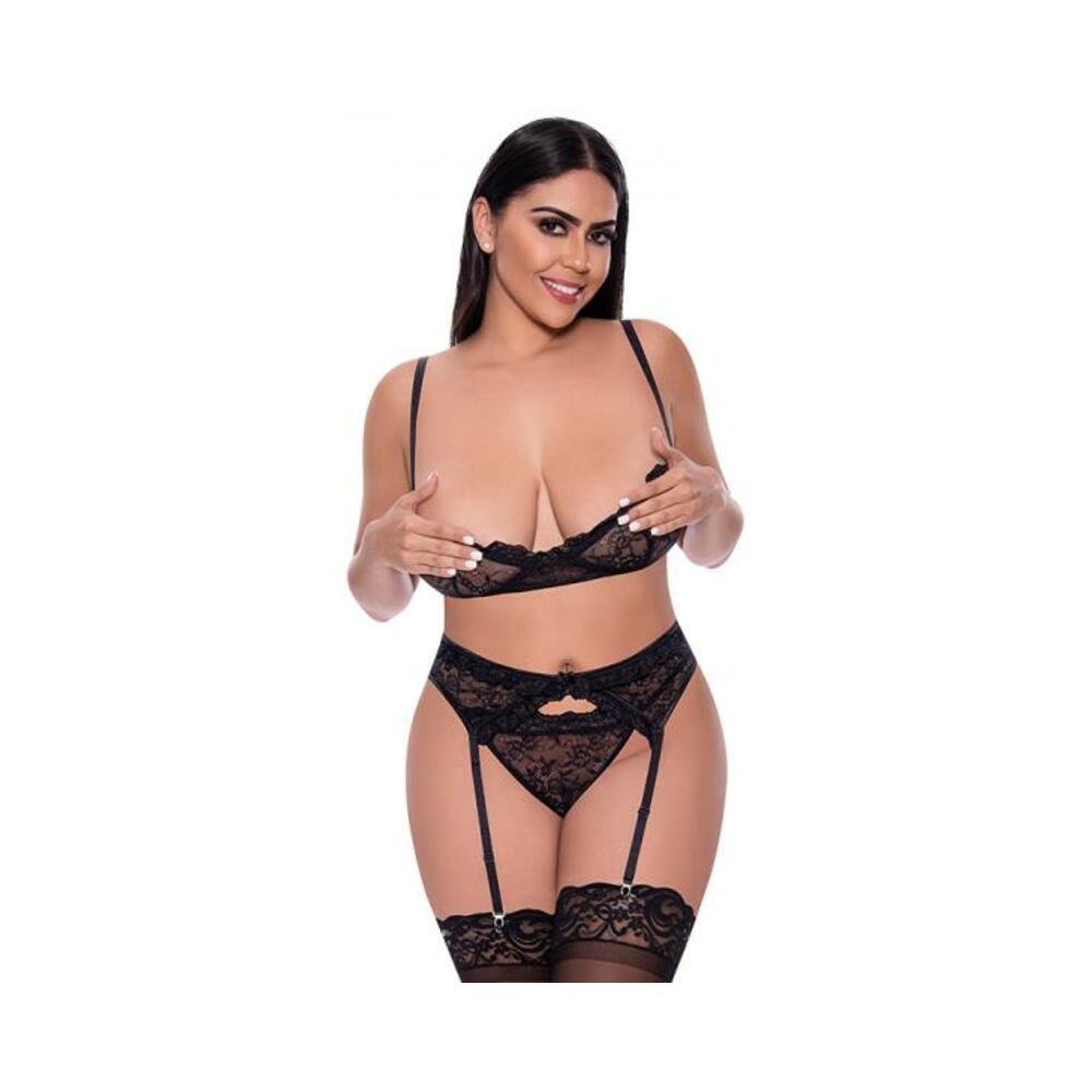 Magic Silk Ooh La Lace Demi Bra, Garter & Tanga Set Black Queen-blank-Sexual Toys®