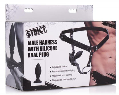 Male Cock Ring Harness With Silicone Anal Plug-STRICT-Sexual Toys®