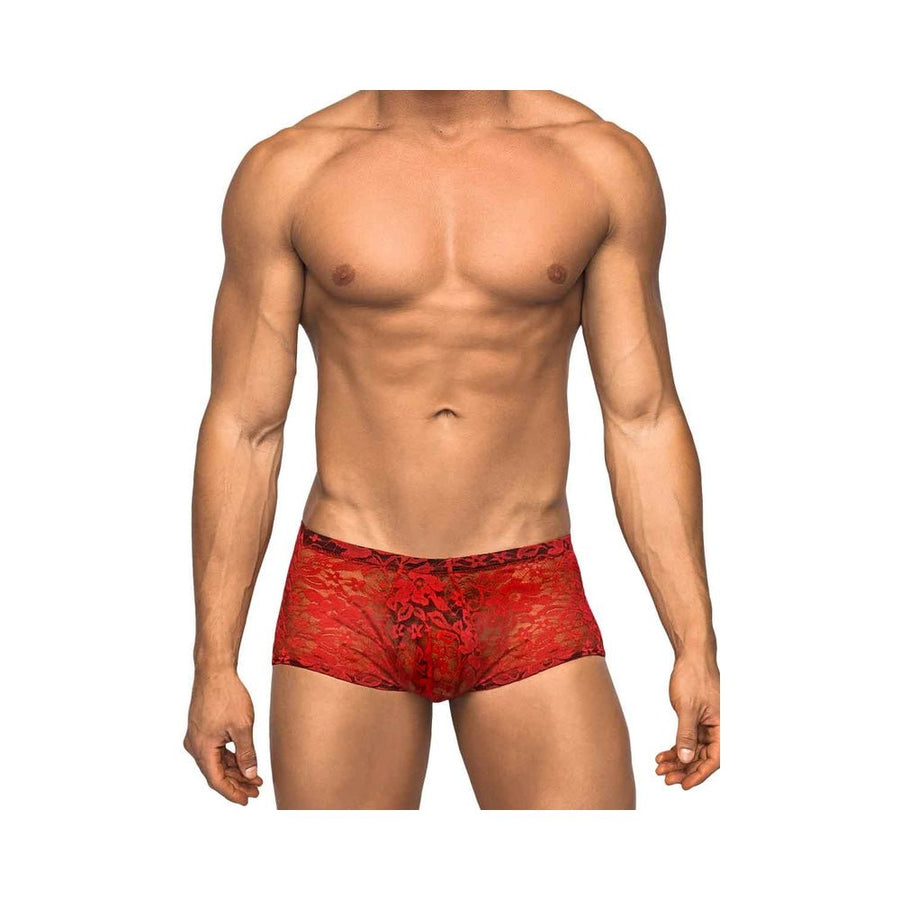 Male Power Stretch Lace Mini Short Red Large-Male Power-Sexual Toys®
