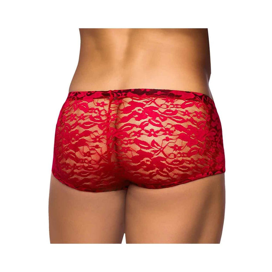 Male Power Stretch Lace Mini Short Red Large-Male Power-Sexual Toys®