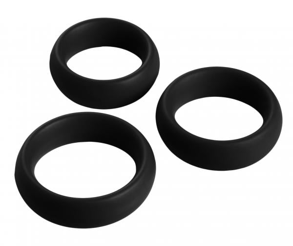 3 Piece Silicone C Ring Set - Black-Master Series-Sexual Toys®