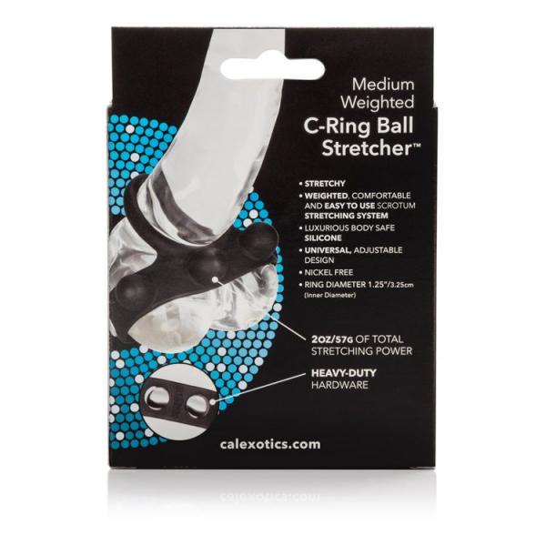 Medium Weighted C Ring Ball Stretcher Black-blank-Sexual Toys®