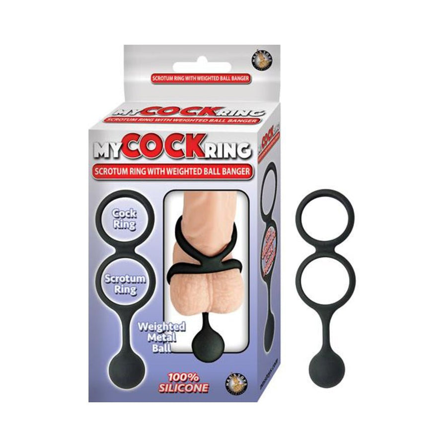 My Cock Ring Scrotum Ring With Weighted Ball Banger Silicone Black-Nasstoys-Sexual Toys®