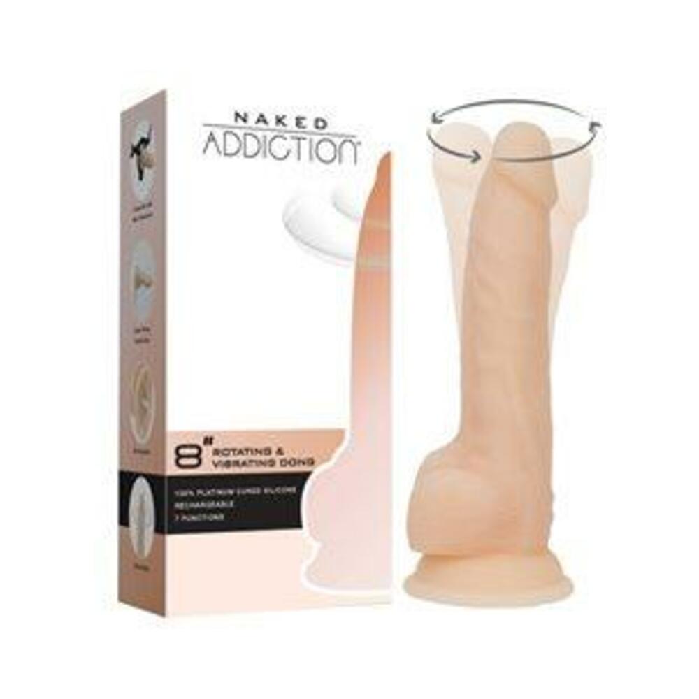 Naked Addiction Rotating & Vibrating Dong 8" Vanilla-blank-Sexual Toys®