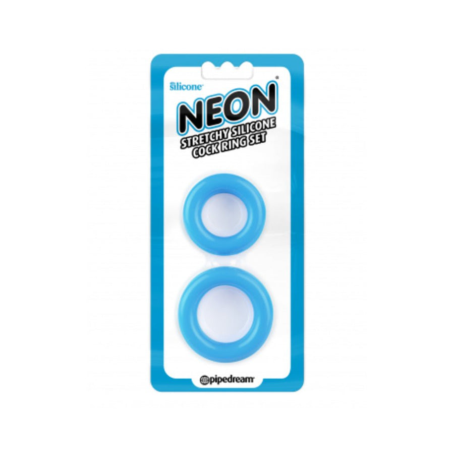 Neon Stretchy Silicone Cock Ring Set Blue-blank-Sexual Toys®