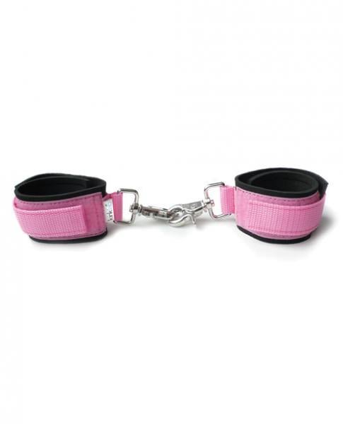 Neoprene Pink On Black Cuffs-Kinklab-Sexual Toys®